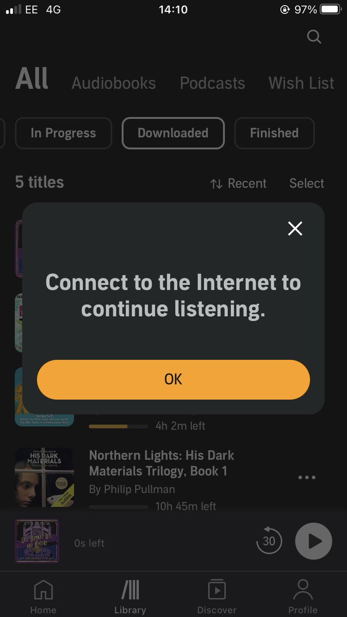 kyliedow's tweet photo. @audibleuk I keep getting this message when trying to listen to a book I've downloaded. Can you help? https://t.co/OIWq6r3J8N