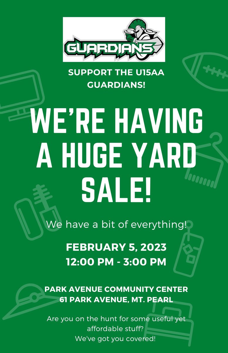 Guardians23DJHL's tweet photo. Who says you can’t have a yard sale during winter?!?! The final push is on to raise funds for the teams trip to Gatineau!!! @DJHLnews 

Here is the link https://t.co/wP5HFlPunT https://t.co/7n39H6PE3d