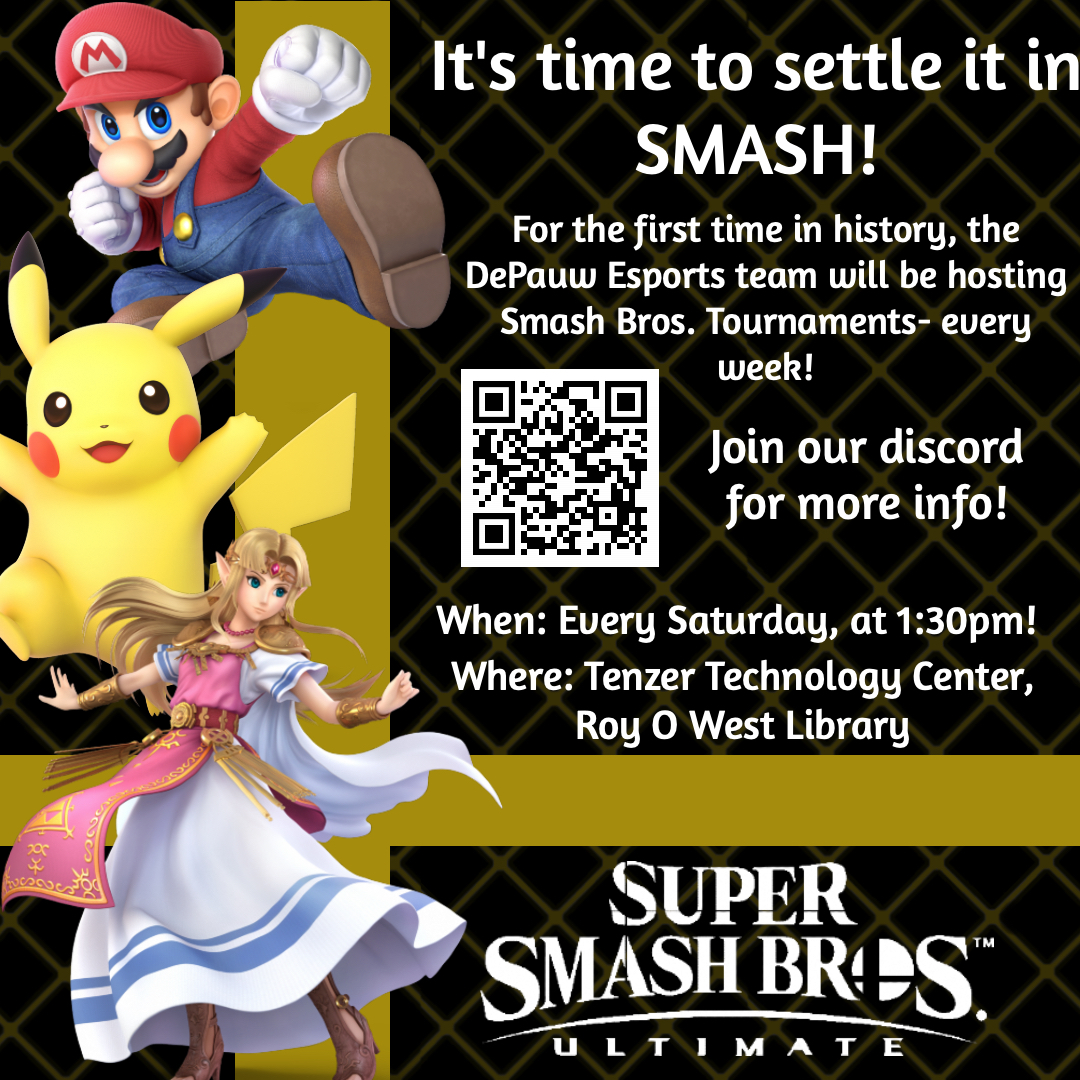 The time has finally come! Smash Weeklies, here at DePauw are finally starting next Saturday! Tell your friends, grab your controllers, and get ready to compete to be on the DePauw Spring 2023 Player Rankings! start.gg/tournament/dep…