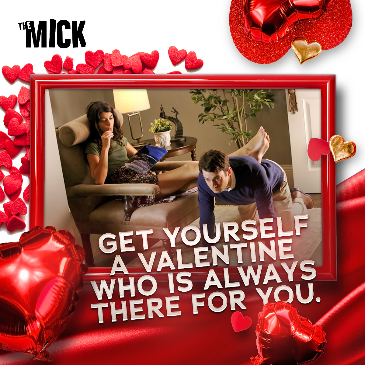 TheMickTV's tweet photo. Happy Valentine's Day. Kick back, relax and watch #TheMick on @Hulu! https://t.co/ejXHBgzelo https://t.co/tsODfNgu63