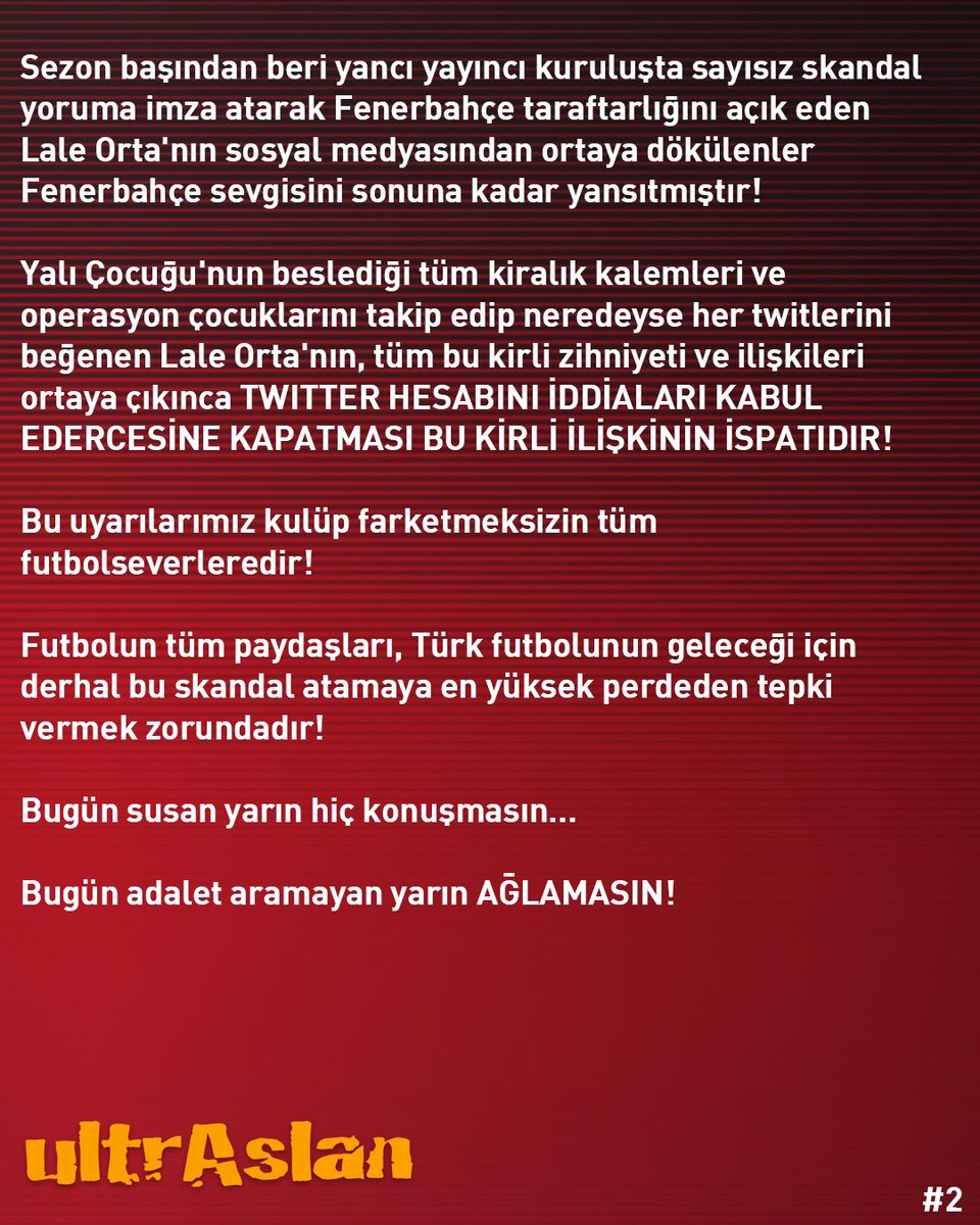 ultrAslan's tweet photo. #ultrAslan | Açıklamamızın tamamı.

👉🏻 #FenereORTAlarLALEden https://t.co/5Edma7pkyg