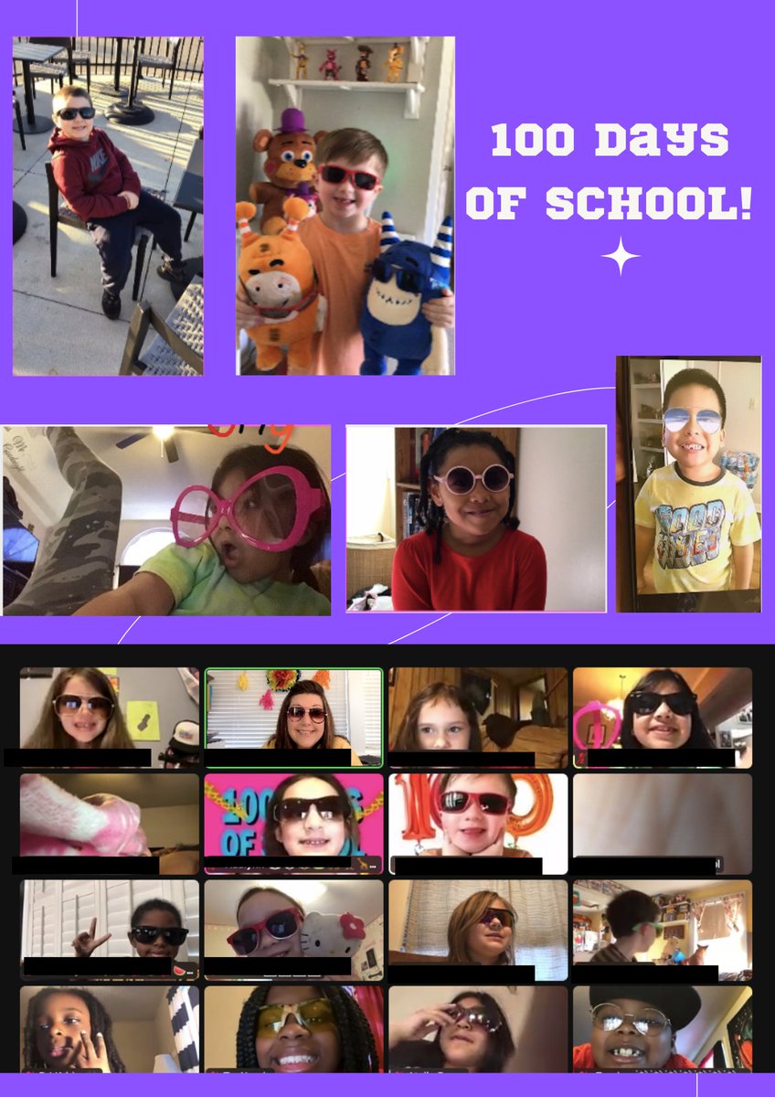 Kindergarten and 1st grade are 100 days 'brighter' so they wore their sunglasses and bright colors to celebrate 100 days of school.😎🌞