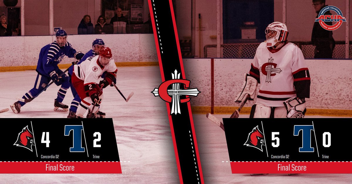 🔴D2 SWEEPS⚫️

D2 sweep the weekend versus Trine D3. Game One was back stopped by Ethan Ryan and paired with a perfect penalty kill unit on 5 on 4. Congratulations to Zac Scacco on his first collegiate win and shut out in game two with two cardinals scoring a pair of goals!