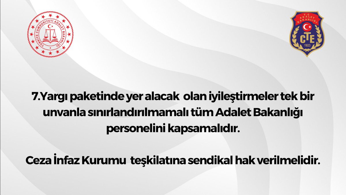 7.Yargı paketinde olan iyileştirme Tüm Adalet Bakanlığı Personeline kapsamalı
 #ADALETmemurundaBAŞLAR
<a href="/bybekirbozdag/">Bekir  Bozdağ</a> <a href="/RTErdogan/">Recep Tayyip Erdoğan</a> <a href="/dbdevletbahceli/">Devlet Bahçeli</a> <a href="/kilicdarogluk/">Kemal Kılıçdaroğlu</a>
 <a href="/NureddinNebati/">Dr.Nureddin NEBATİ🇹🇷</a> <a href="/ikoncuk/">İSMAİL KONCUK</a> <a href="/AtillaSertell/">🇹🇷 Atila Sertel</a>  <a href="/YavuzEnis/">Enis Yavuz Yıldırım</a>
