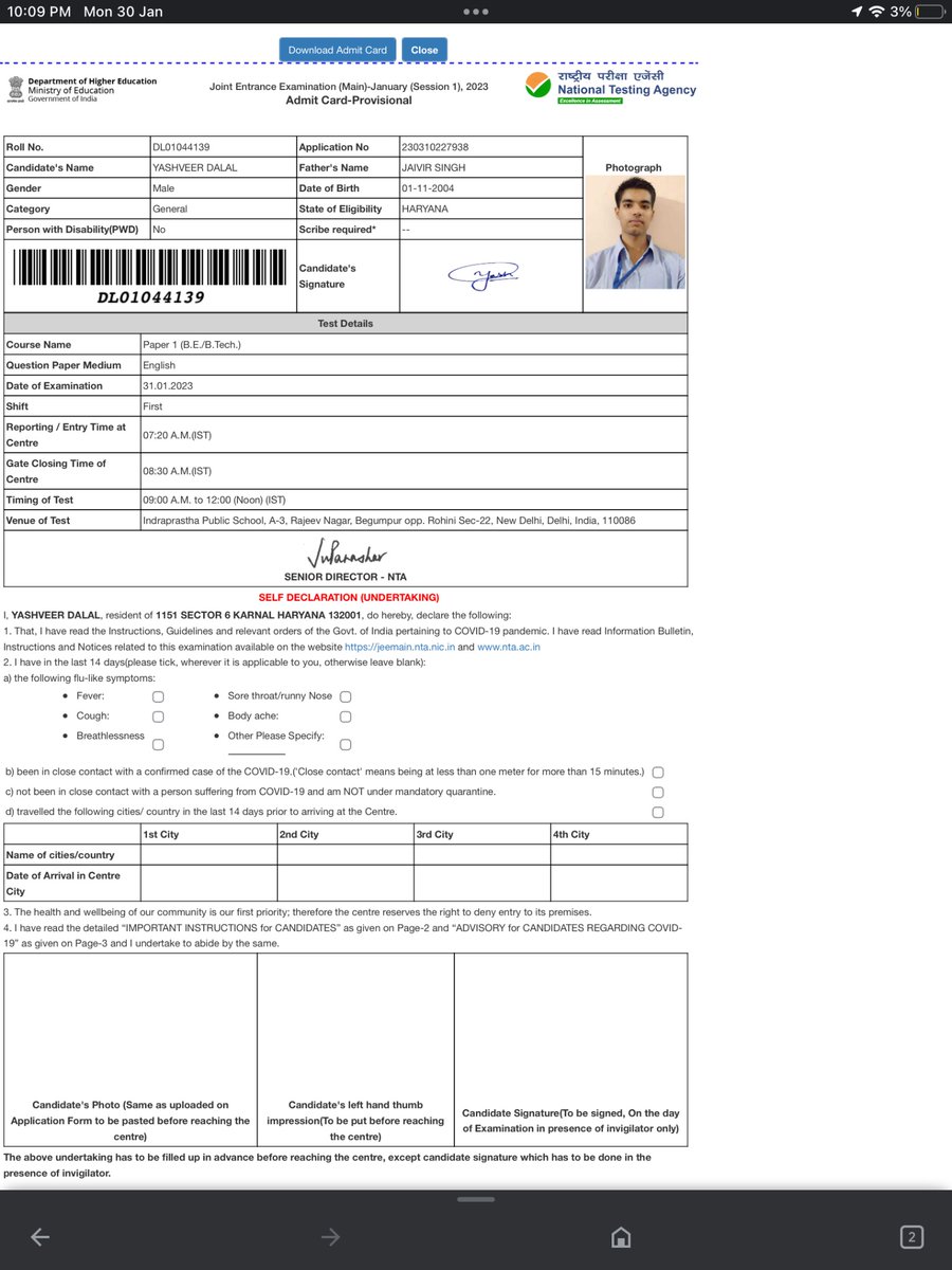 Harsh_kundu_7's tweet photo. What is this behaviour @DG_NTA @dpradhanbjp …you Are literally destroying carrier sir …u even changed my examination state …pls send me your kind services of bullet train so that I can reach mai 200 km Center before 8 am @narendramodi @unacademy https://t.co/XMAwQwVDJX