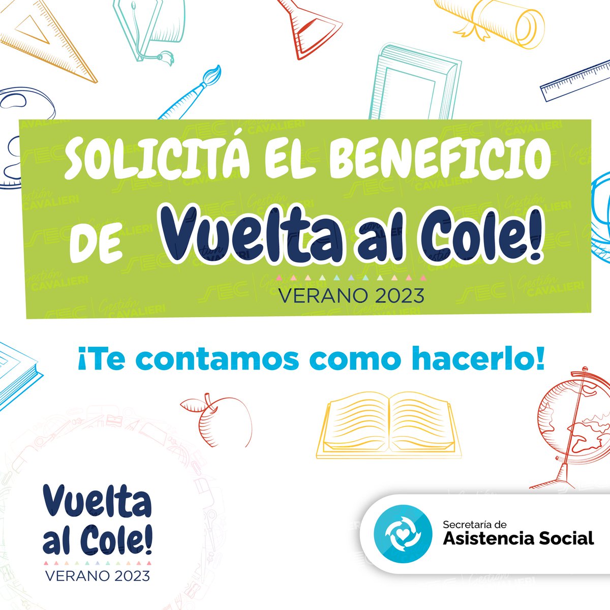 ¡COMIENZA LA INSCRIPCIÓN DE #VueltaAlCole2023!
 
¡Llegó el día! Ya podes generar la solicitud para el beneficio de Vuelta al Cole Verano 2023 y obtener tu kit de útiles de manera gratuita para arrancar las clases con todo 
 
 Solicitá tu kit ingresando en beneficios.sec.org.ar/VueltaAlCole