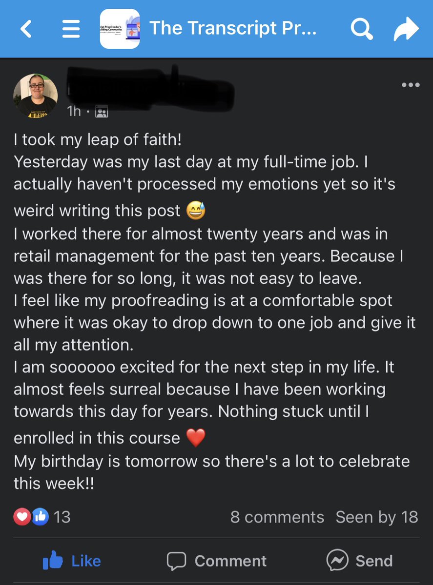 J_Wiegner's tweet image. My wife’s course plus hard work changes lives. #transcriptproofreading