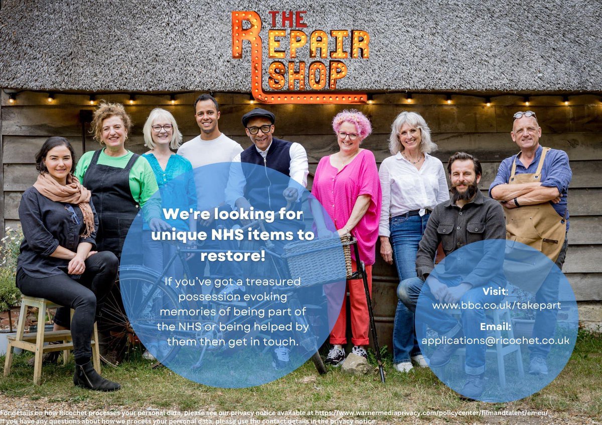 Antony Tiernan (@antonytiernan) on Twitter photo Pls share! As we prepare to mark the NHS’s 75th anniversary in July, <a href="/TheRepairShop/">The Repair Shop</a> is looking for unique NHS items to restore. Can you help? #TheRepairShop #NHS75 Pls share! As we prepare to mark the NHS’s 75th anniversary in July, <a href="/TheRepairShop/">The Repair Shop</a> is looking for unique NHS items to restore. Can you help? #TheRepairShop #NHS75