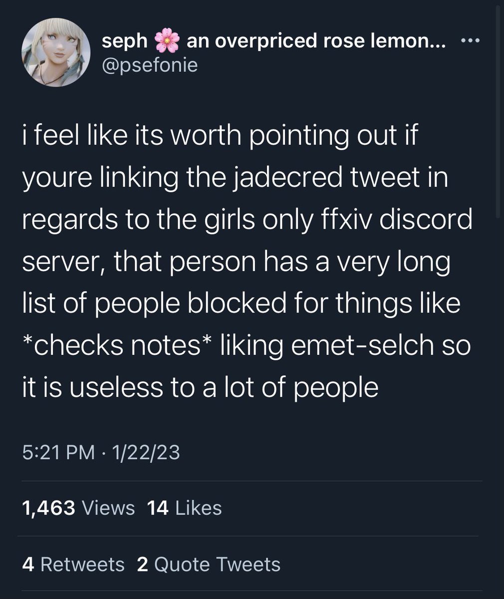 jadecred's tweet photo. woahh its so crazy that a jewish person wants nothing to do with anyone who romanticizes the garleans saying n@zi shit. btw emet selch literally says he enjoys subjugating "primitive cultures" https://t.co/8Yz058BkDp