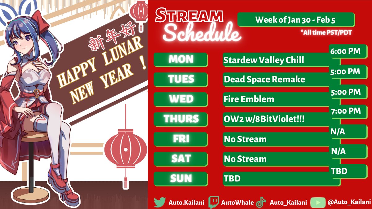 STREAM SCHEDULE!
Front loaded streams because I'm going out of town for the weekend!  Dead Space, Fire Emblem, Stardew, and a collab w/<a href="/8bitviolet/">8BitViolet | Galaxy Princess Vtuber 💜 #ENVtuber</a> playin OW2!  Should be a fun week!

#Vtubers #VtubersEN #VtubersUprising