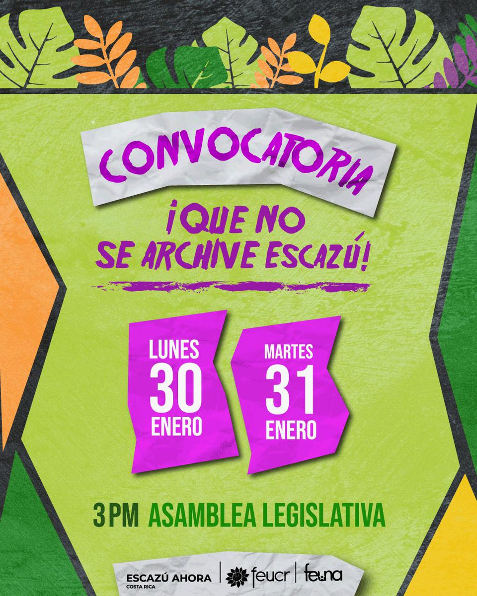 ¡Revivamos el Acuerdo de Escazú! 💚✊🏽

Vení con carteles, no dejemos que se archive! Costa Rica necesita ratificar el Acuerdo de Escazú!

#RevivamosEscazú #EscazúAhoraCR #EscazúAhora