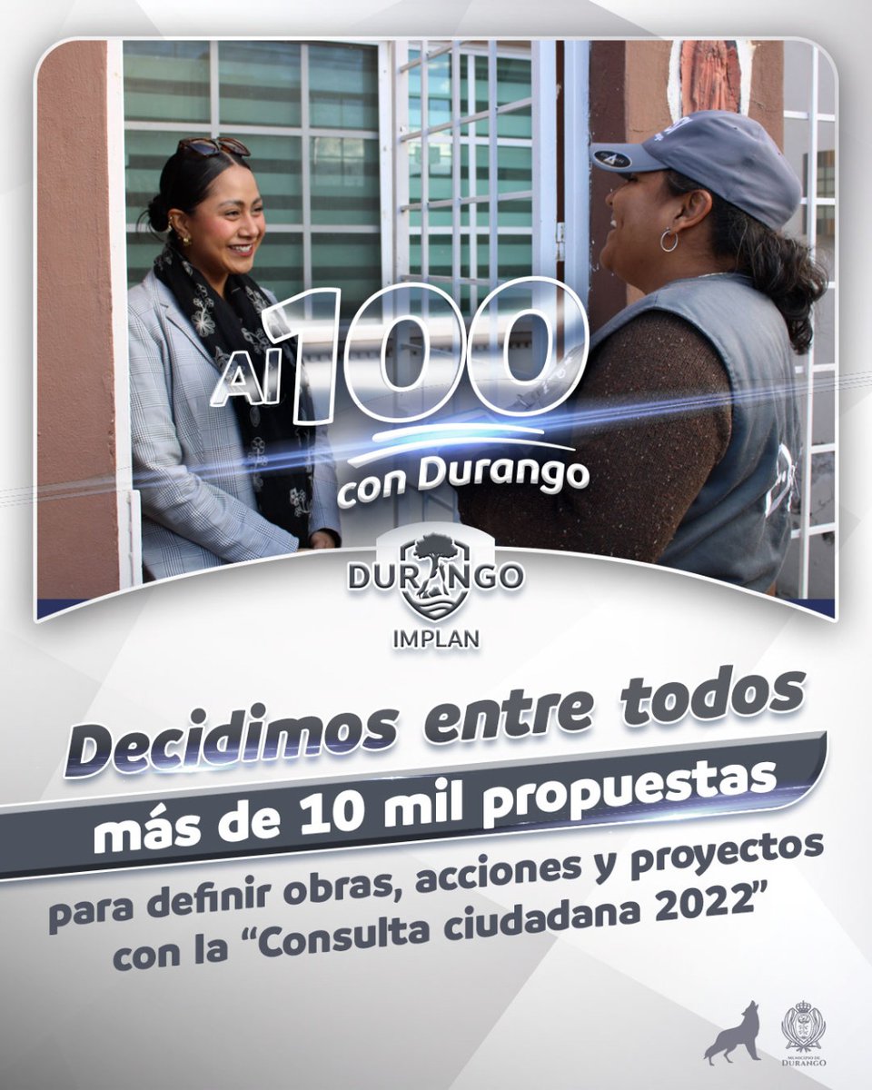 IMPLANDGO's tweet photo. 👁‍🗨 Decidimos entre todos más de 10 mil propuestas para definir obras, acciones y proyectos con la “Consulta Ciudadana 2022”.

#ImplanDgo #ElFuturoEsContigo #Al100ConDurango https://t.co/qTPHlekZUs