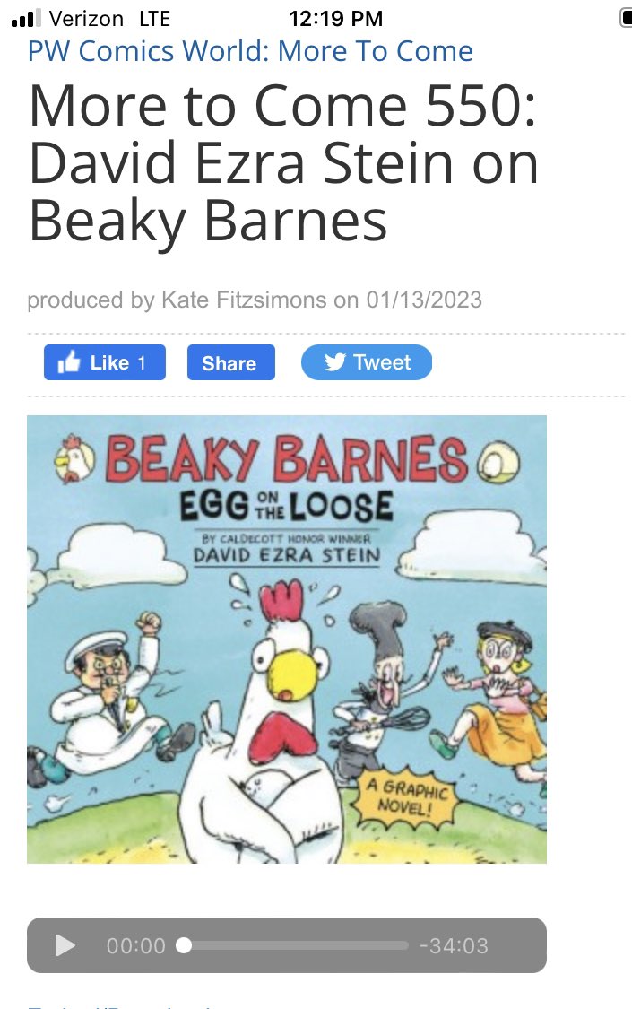 publishersweekly.com/pw/podcasts/in… Had a blast talking with <a href="/Comixace/">Heidi MacDonald</a> Heidi MacDonald of <a href="/PublishersWkly/">Publishers Weekly</a> about the genesis of BEAKY BARNES: EGG ON THE LOOSE, art school, comic influences, old time newspaper comix, AI, and more! Have a listen!