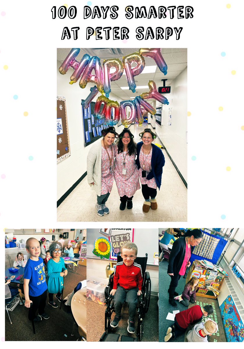 Celebrating the 100th Day of School @PeterSarpyElem with these old looking Ss & staff! Happy 100 days of fun & learning! #1Team1Dream #BellevueSchools #ChampionsForChildren #TeamBPS #bpsne @Mrshansen1st @MrsSchroederPS1 @ilove2teach33