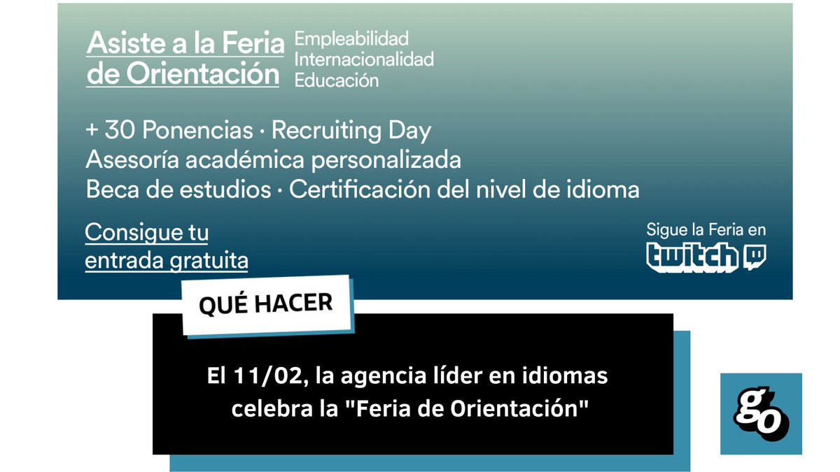 11/02, " Feria de la Orientación" de EF Education First: Empleabilidad, Internacionalidad y Educación.

Dirigida a padres y jóvenes para ayudarlos a encontrar su propio camino.

Más info ⬇️
guiadelocio.es/madrid/ef-educ…

#educacion #empleo #asesoria #idiomas