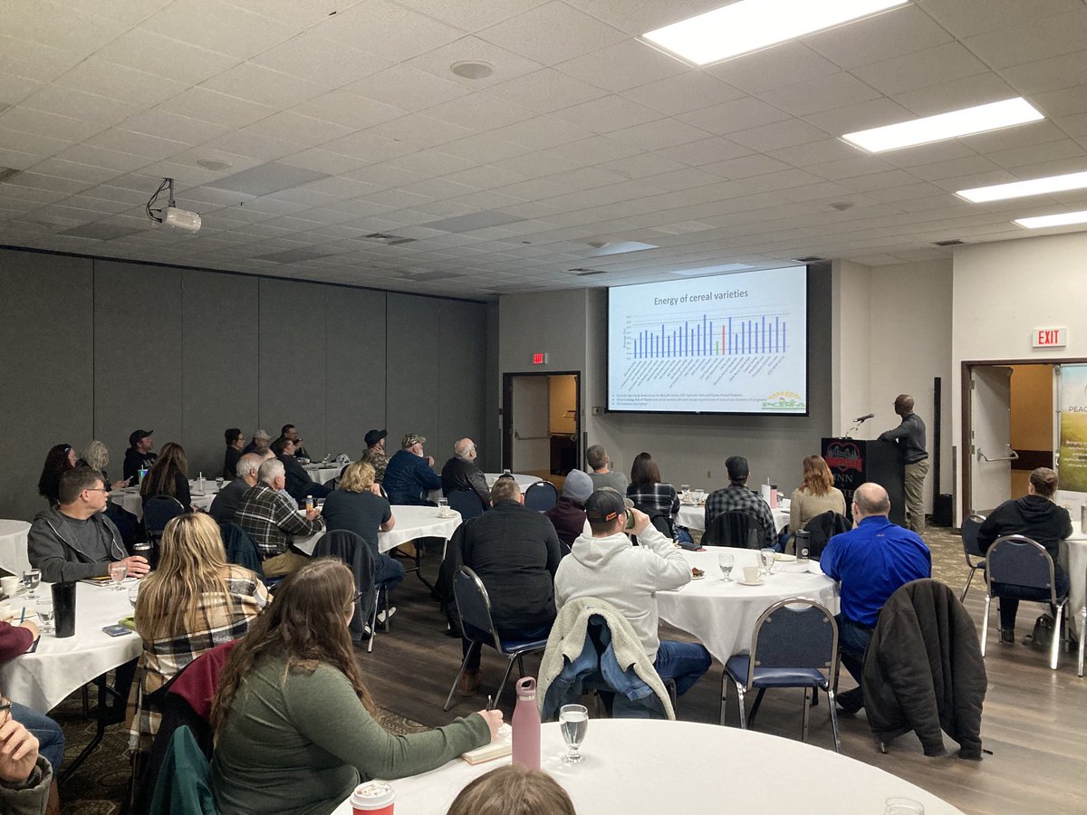Research_LARA's tweet image. Dr. Blasius Azuhnwi, Livestock Speacialist with Peace Country Beef and Forage Association presenting at the Peace Ag Update (Fairview). Results from 2022 research. Great engagement from peace region producers. #abag ⁦@PCBFA⁩ ⁦@SARDA6⁩ ⁦@Farmnorthof58⁩