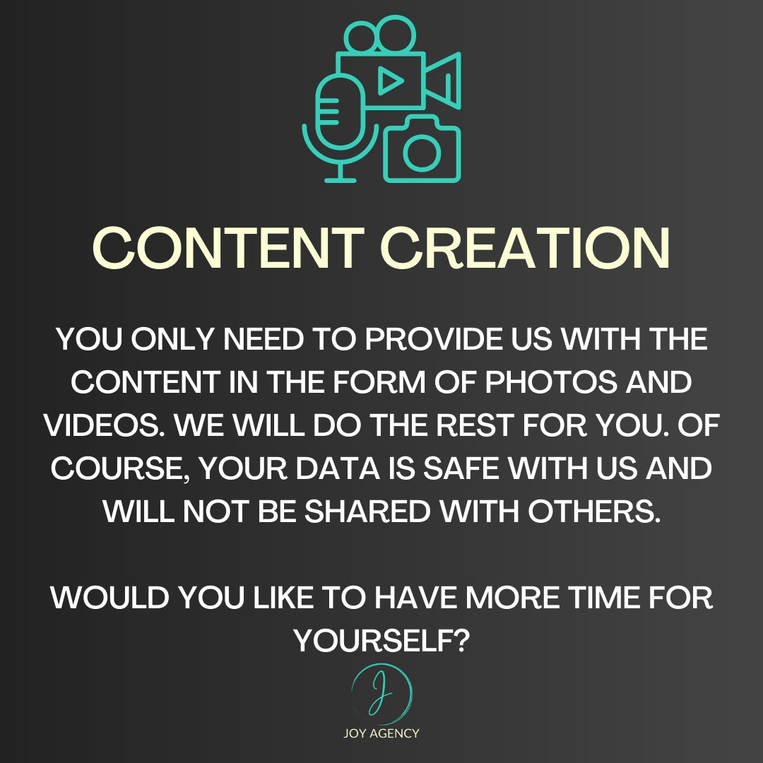 Joyagency_'s tweet photo. You only need to provide us with the content in the form of photos and videos. We will do the rest for you. Of course, your data is safe with us and will not be shared with others.

Would you like to have more time for yourself?😜

Joy agency and your life is relaxed🤝 https://t.co/cxGtyr3uOJ
