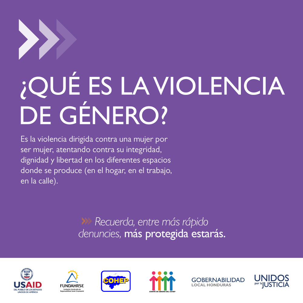 ¿Sabes qué es violencia de género?

En Honduras a la fecha registran 216 muertes violentas de mujeres según datos del Centro de Derechos de la mujer.

#CortaLaViolencia #LibresdeViolencia