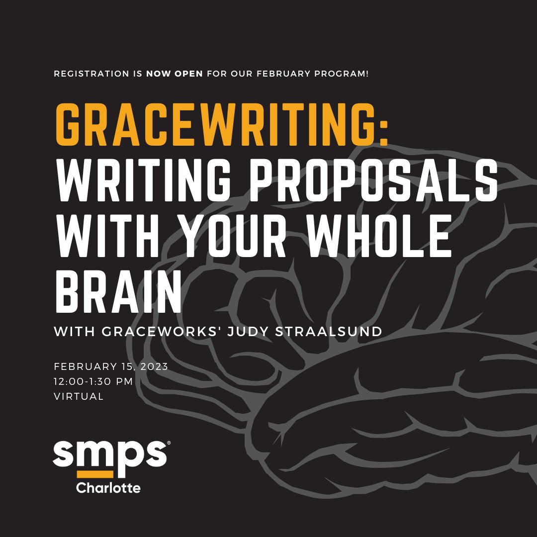 SMPSclt's tweet photo. What if your proposal content and all of your communication spoke to your clients' different preferences and thinking styles? In this interactive Graceworks workshop, we'll learn how to use Whole Brain® Thinking to craft proposals and speak to clients. https://t.co/SocAGR0sUc https://t.co/Q5t2QKTiud