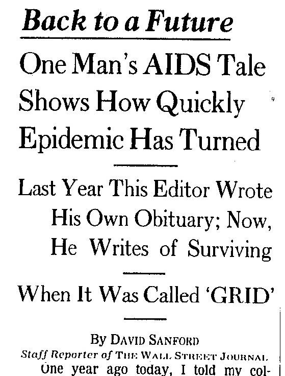"Last year, this editor wrote his own obituary. Now, he writes of surviving"

RIP David Sanford, the veteran WSJ page one editor. 

His only front-page byline, published in 1996, is one of the most brave and magnificent stories you will read wsj.com/articles/SB847…