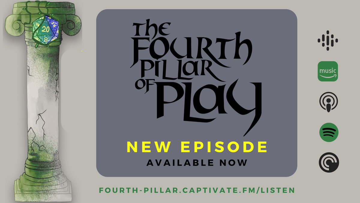 Episode 13 of <a href="/4PillarPlay/">Fourth Pillar of Play Podcast</a> is here! Join <a href="/Tallon_Larham/">Tallon Larham</a> and Josh this week as they jump into the celestial weeds, discussing the tiers of divine beings, and use James D’Amato’s work to create the outline of the Esterach god of Nature!

Listen here: fourth-pillar.captivate.fm