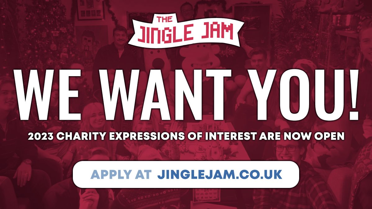 Charities, we want YOU! We've started taking Expression of Interest applications to be considered as one of our 2023 Jingle Jam charities. To access the form, application criteria and general information please visit: jinglejam.co.uk/2023-applicati…