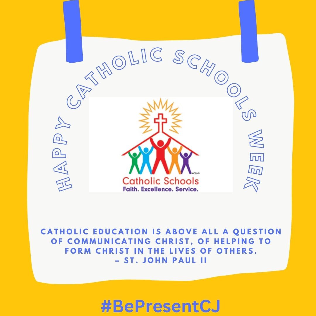 Happy Catholic Schools Week, CJ! Check the Student News for all the fun activities happening throughout the week. #BePresentCJ