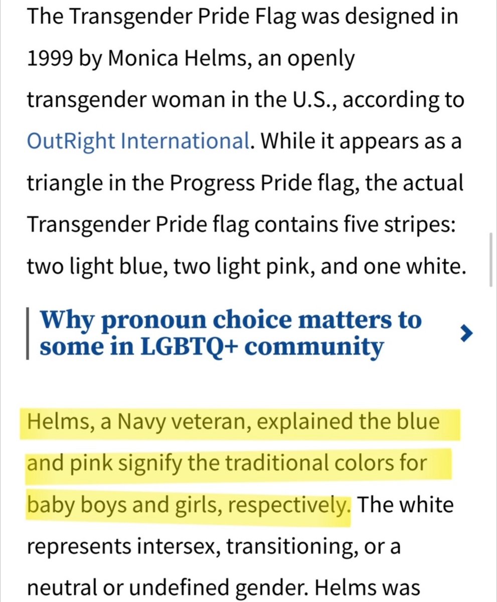 PervertedFren's tweet photo. @PorterRockwell0 @LoFiRepublican Only problem is that creator of the trans flag explicitly used those colours and baby explanation. Republican red was chosen by a New York Times employee because red and republican both start with R. Kind of lame explanation tbh https://t.co/kefNqZISCF