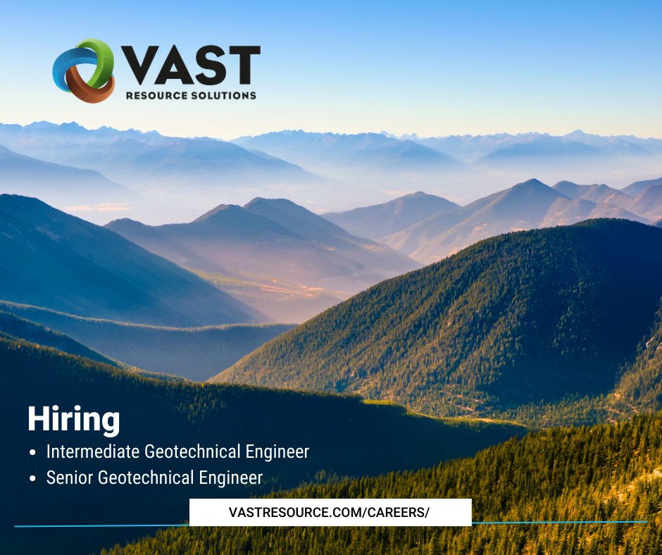 VAST_Resource's tweet photo. We're Hiring (and you'll like it here).
VAST is seeking both a 𝐒𝐞𝐧𝐢𝐨𝐫 𝐆𝐞𝐨𝐭𝐞𝐜𝐡𝐧𝐢𝐜𝐚𝐥 𝐄𝐧𝐠𝐢𝐧𝐞𝐞𝐫 and 𝐈𝐧𝐭𝐞𝐫𝐦𝐞𝐝𝐢𝐚𝐭𝐞 𝐆𝐞𝐨𝐭𝐞𝐜𝐡𝐧𝐢𝐜𝐚𝐥 𝐄𝐧𝐠𝐢𝐧𝐞𝐞𝐫.
Learn more about these opportunities: https://t.co/XwDgTgYTNO https://t.co/EjmifD11Au