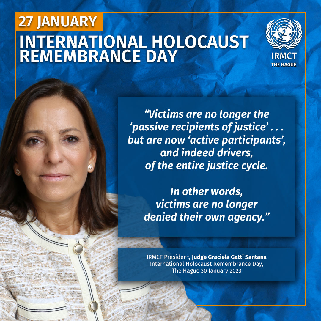 #IRMCT President Gatti Santana, in introducing keynote speaker Prof. Leora Bilsky at International Holocaust Remembrance Day commemorations <a href="/IHRD_TheHague/">IHRD-The Hague</a>, highlighted the importance of a victim-oriented approach as a component of int'l justice. ow.ly/NllS50MExge #IHRDTH23