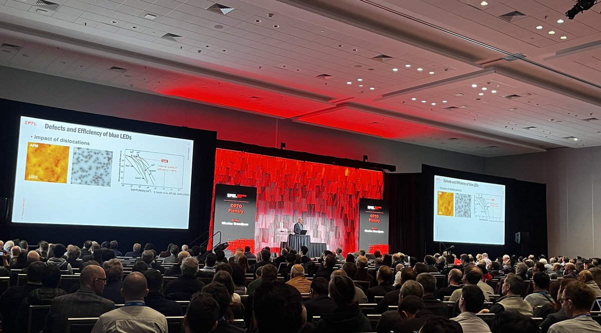 Photonics West going strong in SF! Great OPTO plenary by Nicolas Grandjean from <a href="/EPFL_en/">EPFL</a> on III Nitride semiconductors.