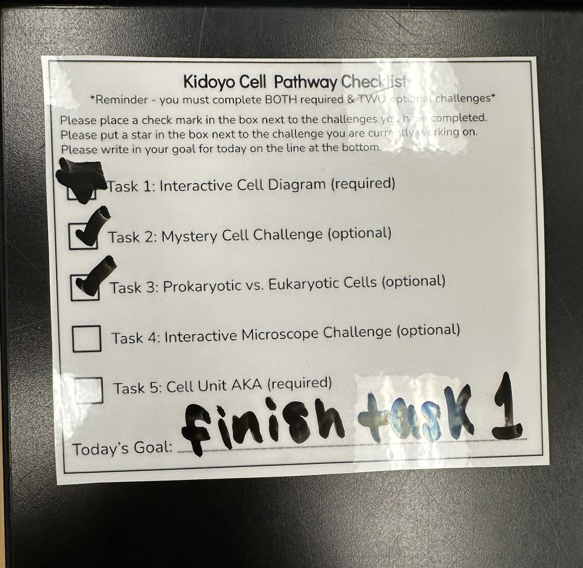 MsLoCurto's tweet image. Learners are setting goals &amp;amp; monitoring their progress daily in science 7 as they work through a self paced Kidoyo Pathway applying their knowledge of cells 🦠 #MakingLearningVisable #MineolaProud