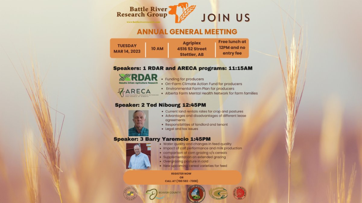 It's almost that time of year, join us for our AGM on March 14th, we will be talking about funding for producers OFCAF, land rentals, and animal nutrition, to register now click here: conta.cc/3Y5OKnd