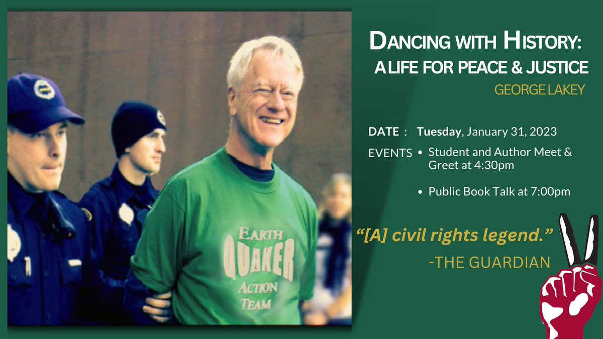 Looking forward to author and activist George Lakey's Tri-College presentation of his new memoir at <a href="/swarthmore/">Swarthmore College</a> College TOMORROW January 31! More information at bit.ly/lakeymemoir <a href="/haverfordedu/">Haverford College</a>  <a href="/BrynMawrCollege/">Bryn Mawr College</a>  <a href="/7StoriesPress/">Seven Stories Press</a> <a href="/eqat/">EarthQuakerActionTeam</a> <a href="/afsc_org/">AFSC</a> <a href="/pendlehillusa/">Pendle Hill</a> <a href="/TFCtrains/">Training for Change</a>