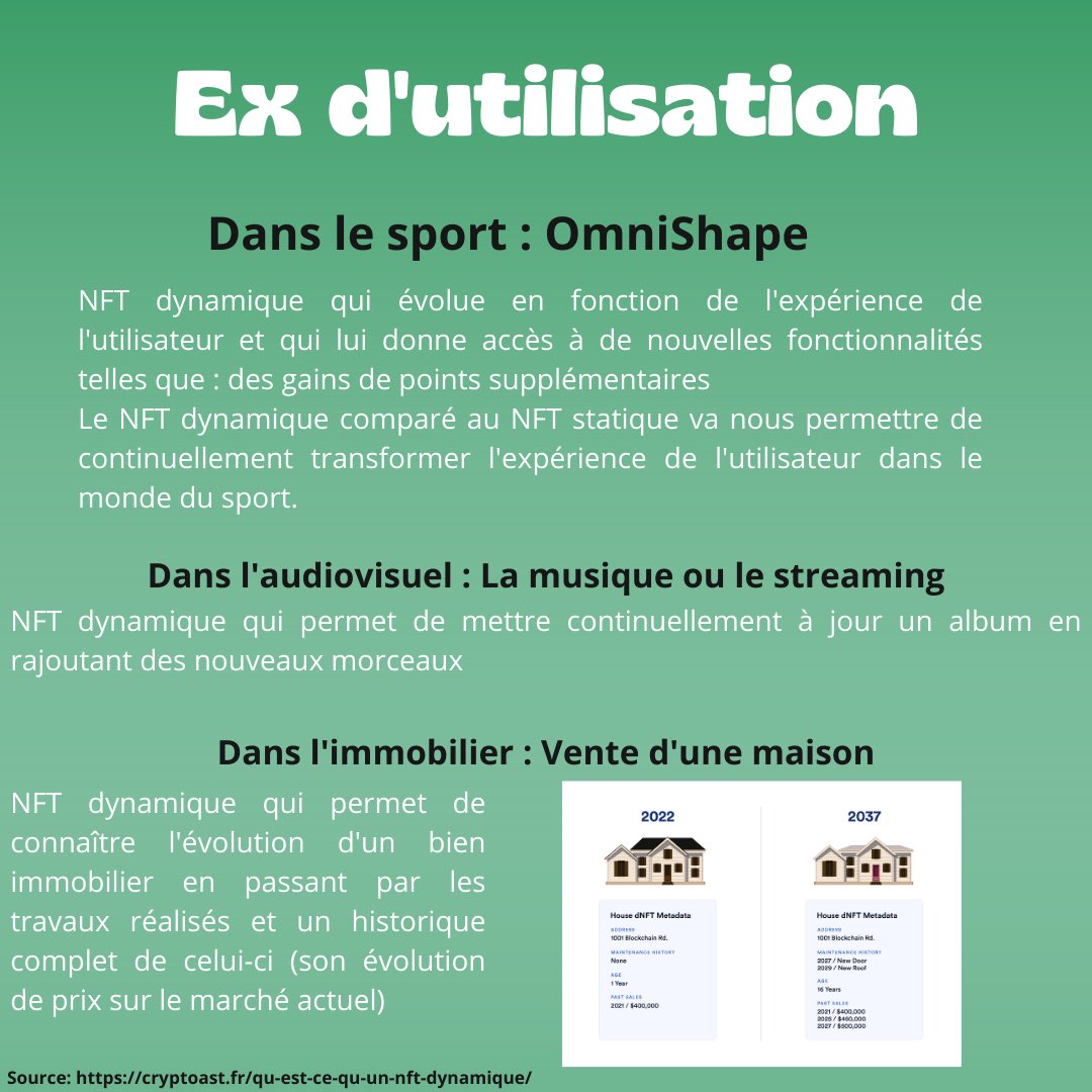 OmniShape_io's tweet photo. Aujourd’hui, on parle encore une fois des NFT, mais cette fois-ci des NFT dynamiques. 

Savez-vous la différence entre un statique et un dynamique ? 

#nft #sport #sportmotivation #running #runningfrance #education #blockchain #web3 #web3community #motivationtomove https://t.co/DJ2jjqk7zP