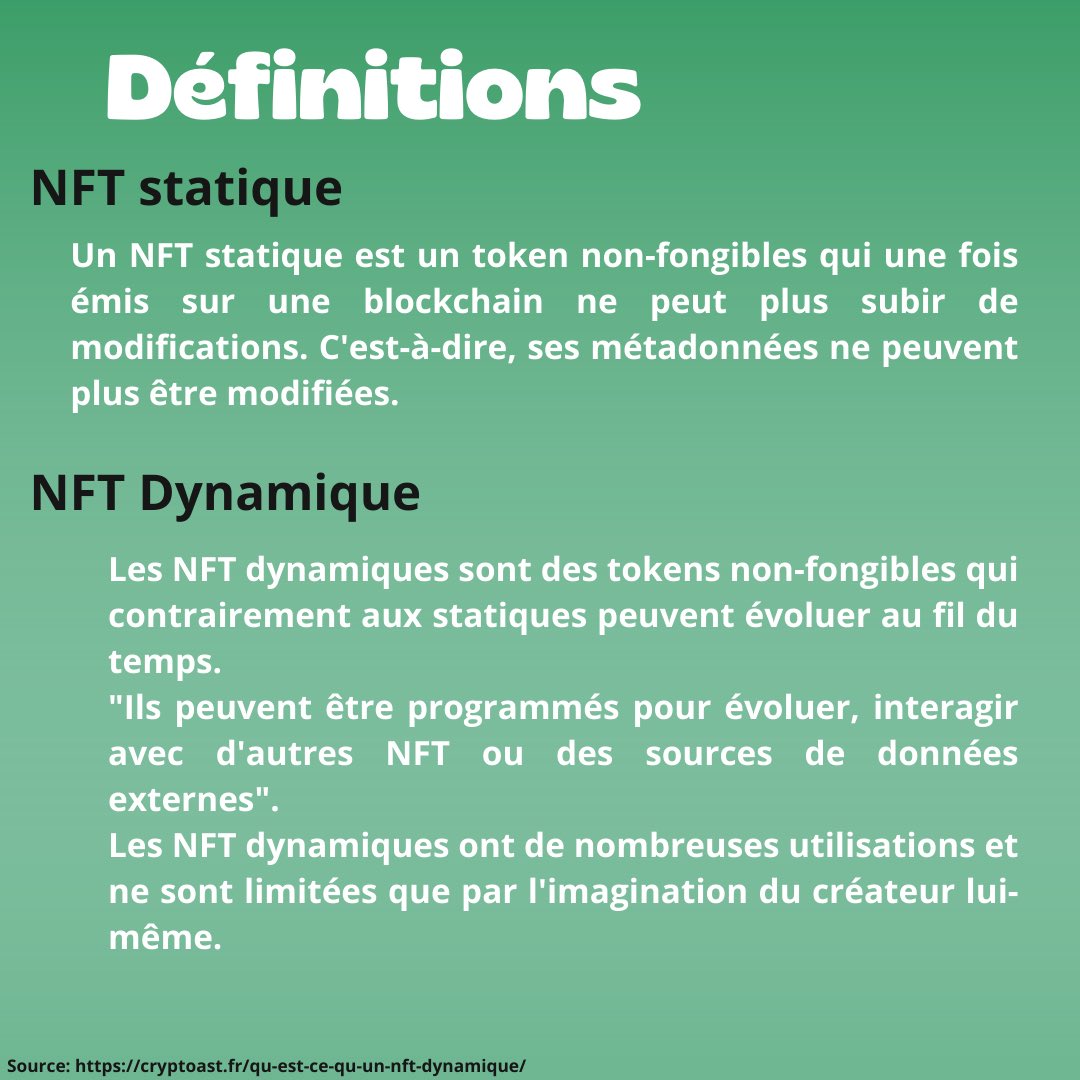 OmniShape_io's tweet photo. Aujourd’hui, on parle encore une fois des NFT, mais cette fois-ci des NFT dynamiques. 

Savez-vous la différence entre un statique et un dynamique ? 

#nft #sport #sportmotivation #running #runningfrance #education #blockchain #web3 #web3community #motivationtomove https://t.co/DJ2jjqk7zP