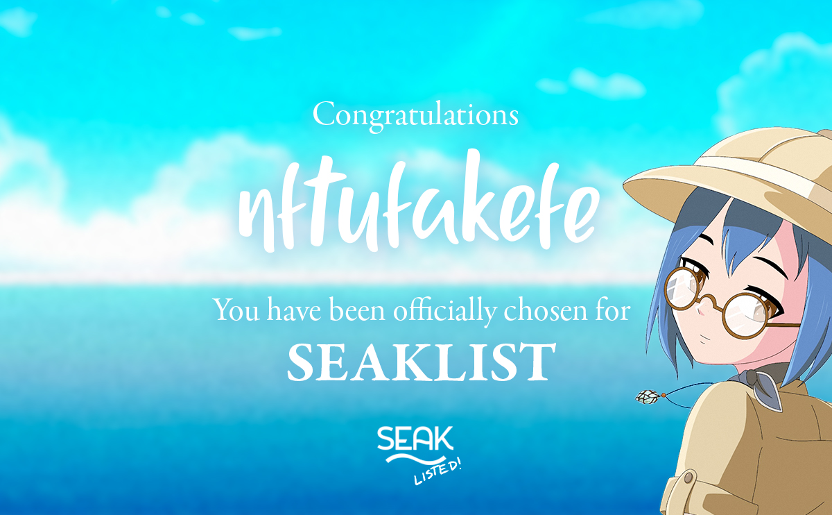 SEAKLISTED's tweet photo. Congratulations @nftufakefe you have been awarded SEAKLIST!

Stay tuned to @SEAKNFT and our Discord for info on next steps. Retweet or download this image to share your accomplishment on Twitter with the SEAK community using #SEAKLISTED.

SEAK W! 🌊 https://t.co/AIO7o1ts0v