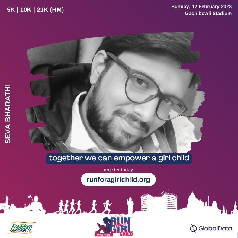 I am running Hyderabad’s flagship run with a mission to educate and empower a #GirlChild on 12 February 2023 at Gachibowli Stadium 
Join me @ runforagirlchild.org

#RunForAGirlChild @sevabharathitg @FreedomHealthyOil #FreedomHealth #GirlPower #HyderabadRun
