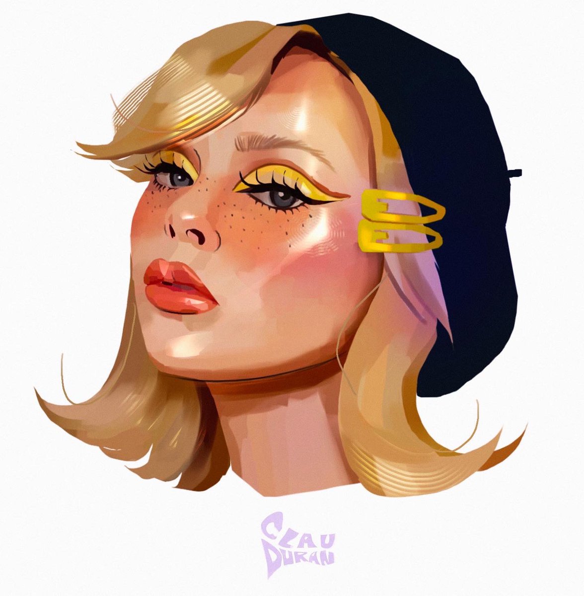 clauduranart's tweet image. Cute glossy skins✨ #colorpractice #drawing