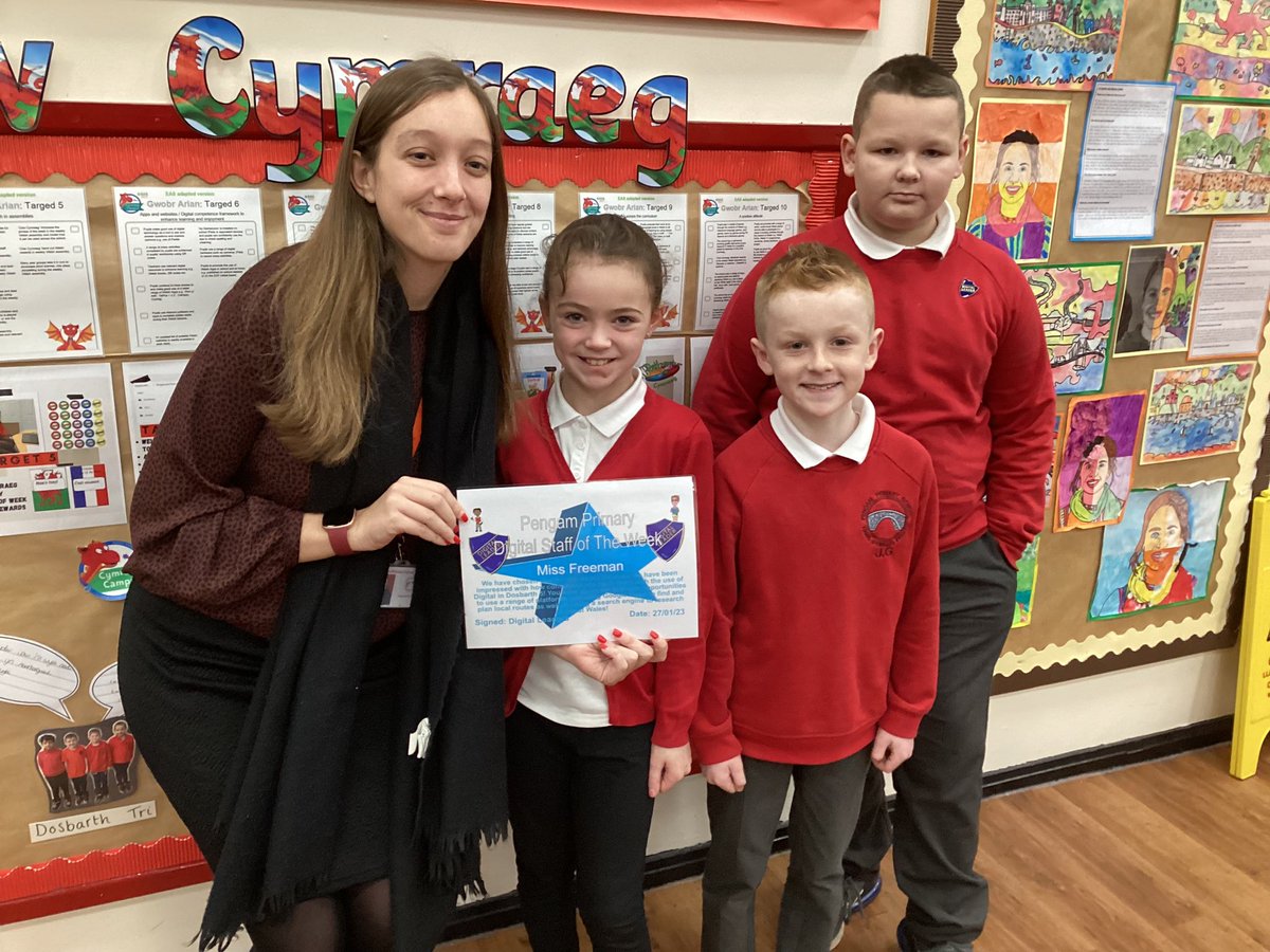 A huge congratulations to Miss Freeman <a href="/PengamYear5/">Pengam Year 5</a> who is the very deserving winner of the most recent ‘Digital Staff Member’ voted for by our Digital Leader team. They have been very impressed with how well you have embedded Digital Literacy into everyday learning!👏💻
