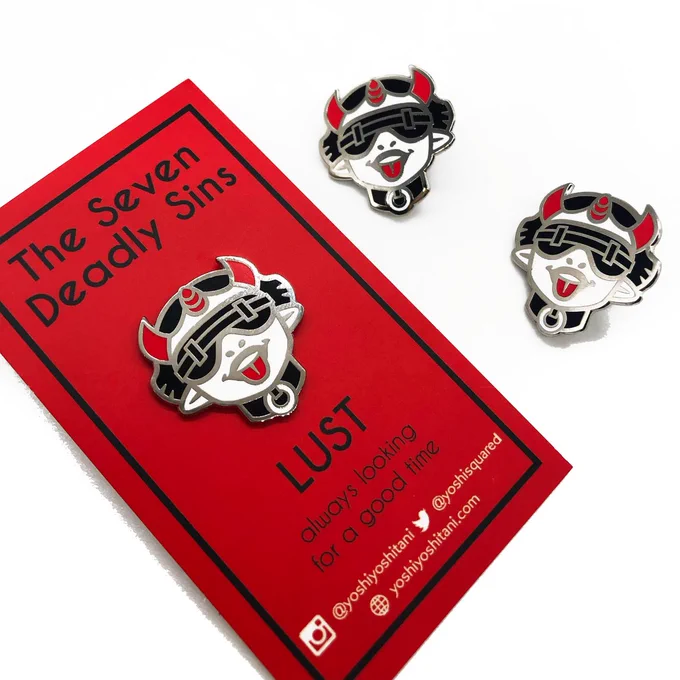 If you prefer to give smaller gifts for Valentine's Day, check out my enamel pins, especially my Seven Deadly Sins collection. (Maybe not Gluttony though??)Pins measure 1" x 1". 