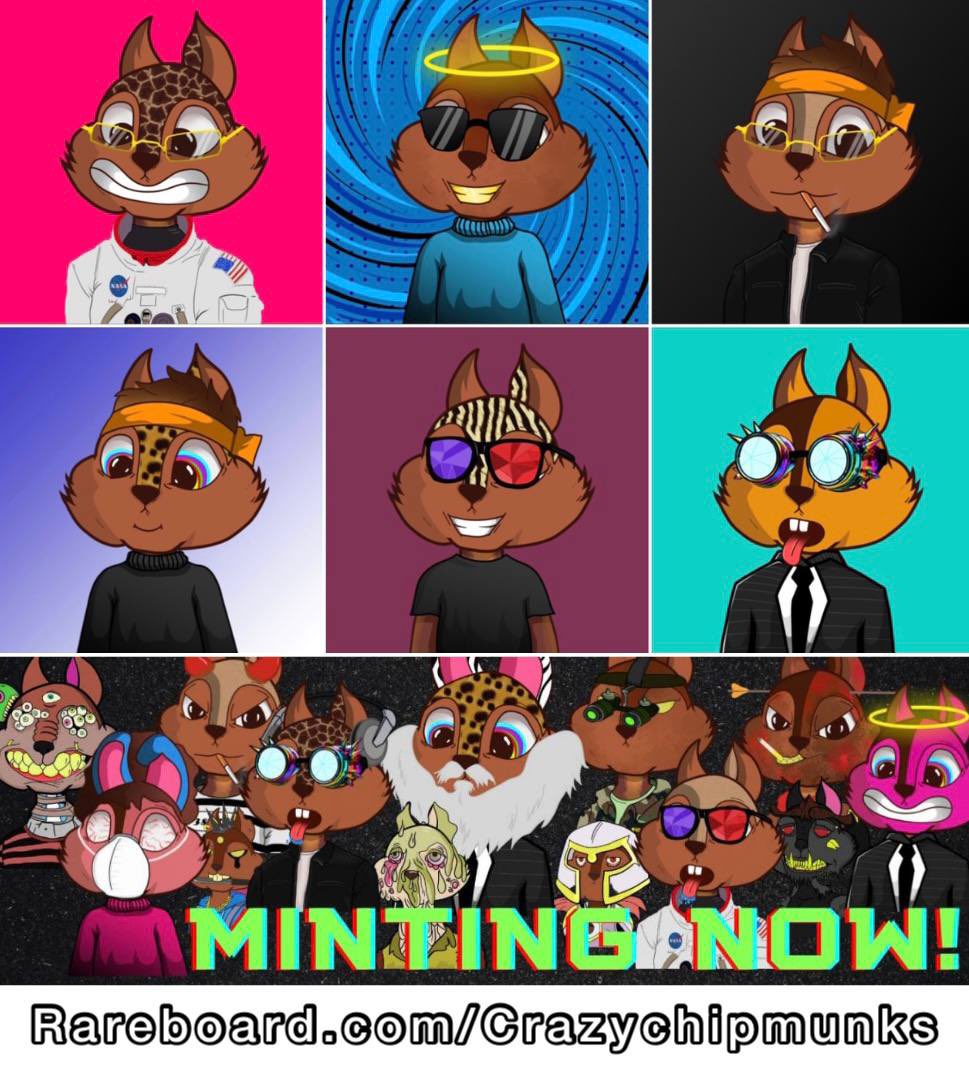 Hello NFT lovers! Things are picking up very nicely in the crazychipmunks community. We have a <a href="/pancakesquadnft/">Pancake Squad NFT</a> giveaway to a lucky holder coming up soon &amp; 5 <a href="/PixelSweeper/">PixelSweeper 🧹</a> 0.03 a mint. What are you waiting for. They are so cute 🐿️😍 even bigger holder giveaways at 50&amp;75%  🔥