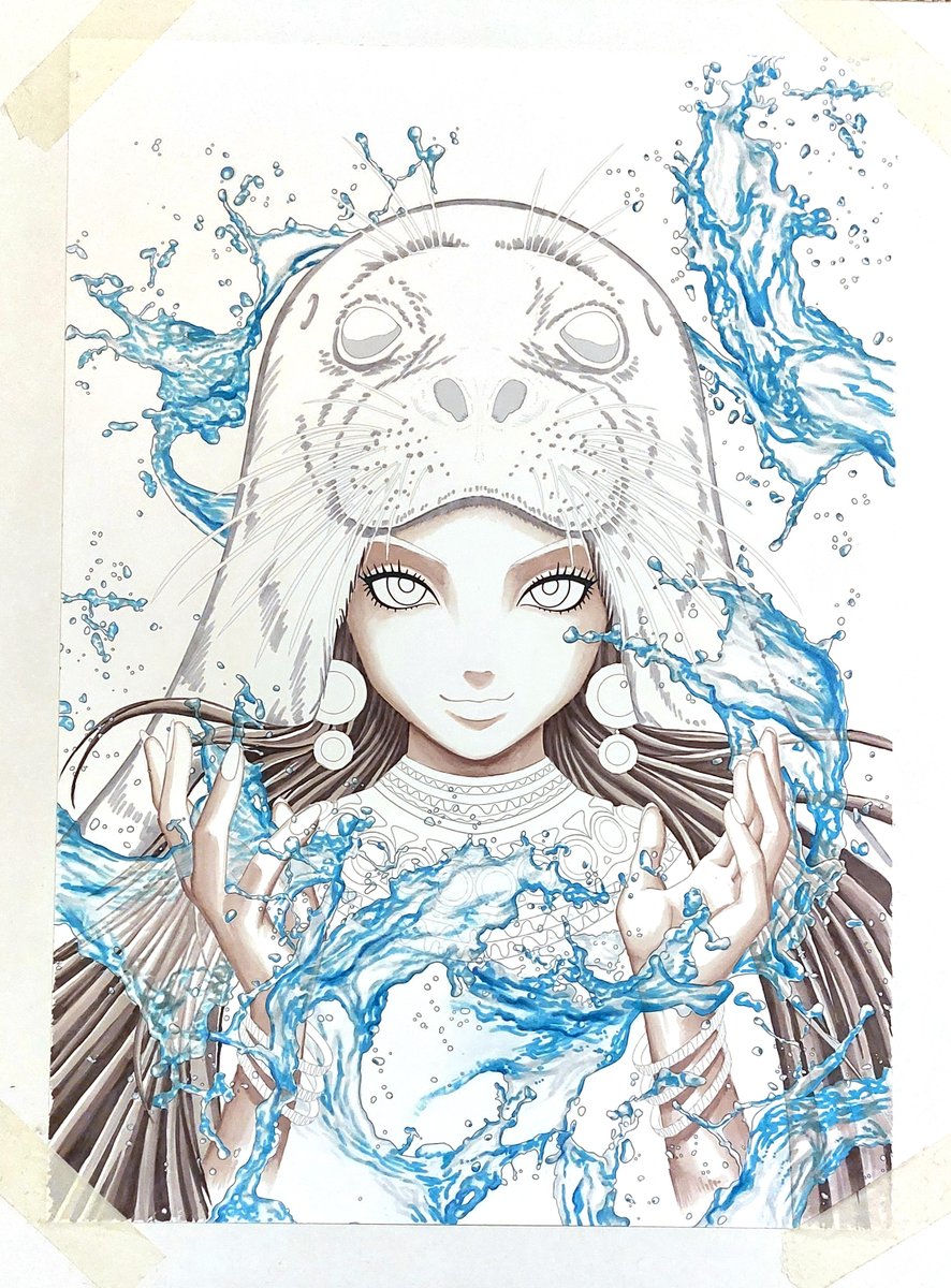 BenKrefta's tweet photo. Somehow managing to make progress with this one despite being limited to using the world's most crappy marker pens! :)
#selkie #sealgirl #animeart #drawing #markerart https://t.co/rMido1braI