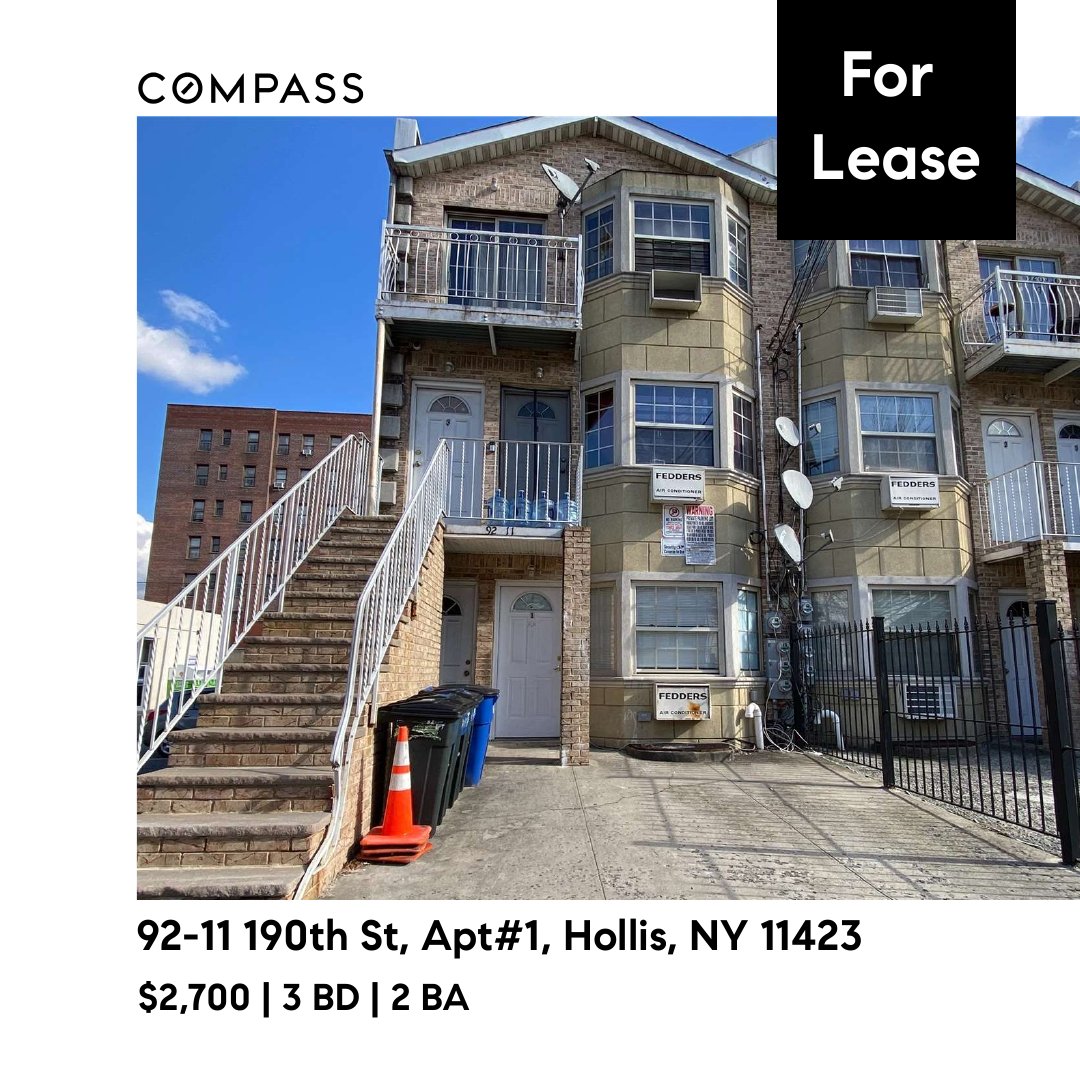 FOR LEASE
📍  92-11 190th Street, Hollis, NY 11423 Apt#:1
🛏 3 beds
🛀 2 bath
$ 2,700

Contact me today for more information!
📲 (516) 252-8841
elizabeth@elizabethmarkovic.com

#ElizabethMarkovicRealtor #Compass #Hollis #RealestateHollis #NY #RealestateNY #buyorsell  #buyinghomes