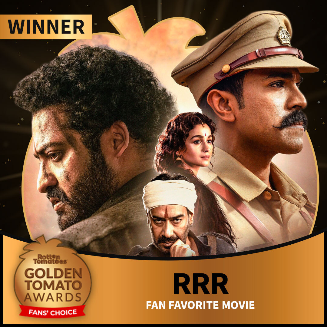 Our fans voted #RRR as the #GoldenTomato Award winner for Fan Favorite Movie of 2022!  editorial.rottentomatoes.com/guide/fan-favo…