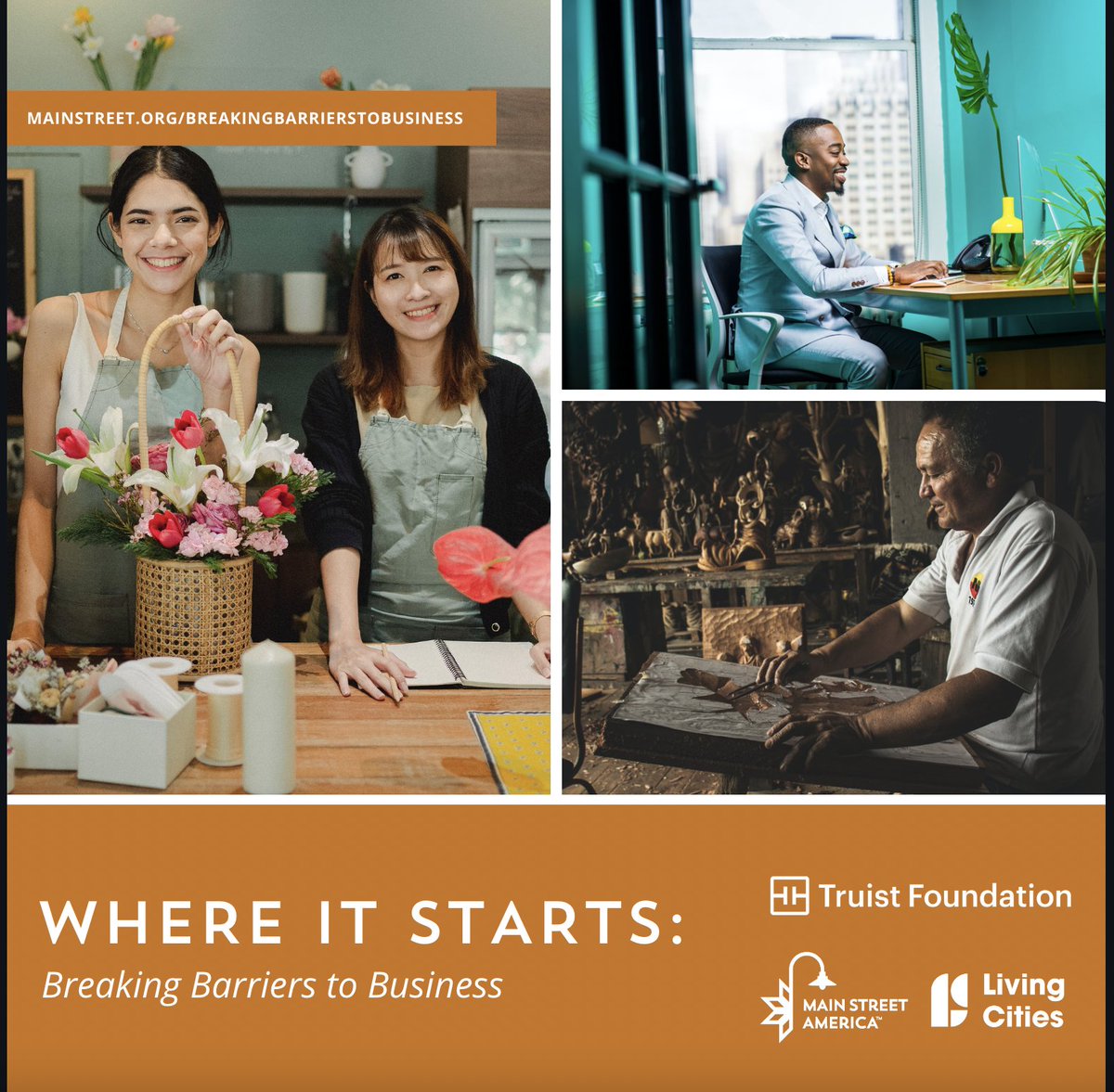 Along with <a href="/NatlMainStreet/">Main Street America</a> and enabled by #TruistFoundation, we just announced the “Where It Starts: Breaking Barriers to Business” initiative. In select cities, we’ll work towards equitable entrepreneurship. More here: truist.com/foundation/Whe… <a href="/TruistNews/">Truist Bank</a>