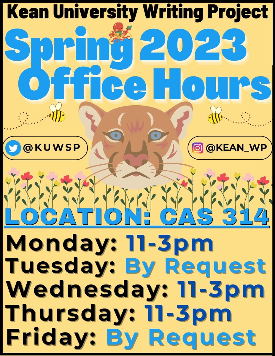 KUWP's tweet photo. Office hours for the KUWSP Graduate Lounge are set! 😺🙌
They are as follows:
Mon: 12-3pm
Tues: By Request*
Wed: 12-3pm
Thurs: 12-3pm
Fri: By Request*
#MAinWritingStudies #keanuniversity #gradschool #kuwp #kean2023 #nj #keanuniversity2023 #unboundeq #uniontownshipnj #spring2023 https://t.co/WMHKAQSMzA