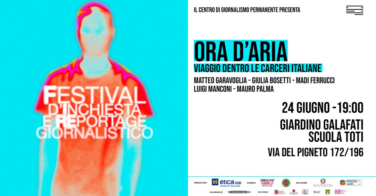🧵Da oggi è online il dibattito “Ora d'aria. Viaggio dentro le carceri italiane”, che abbiamo ospitato nel giugno 2022 all’interno di FIRE, il festival di inchiesta e reportage giornalistico