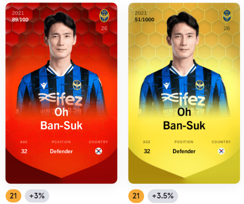 soraregelruber's tweet image. Interesting season ahead for #incheon
 
Should be back from injury this season
 Captain, starter and L15 of 21 
🔴$20  🟡 less than $1 

#sorare #captrader #incheon