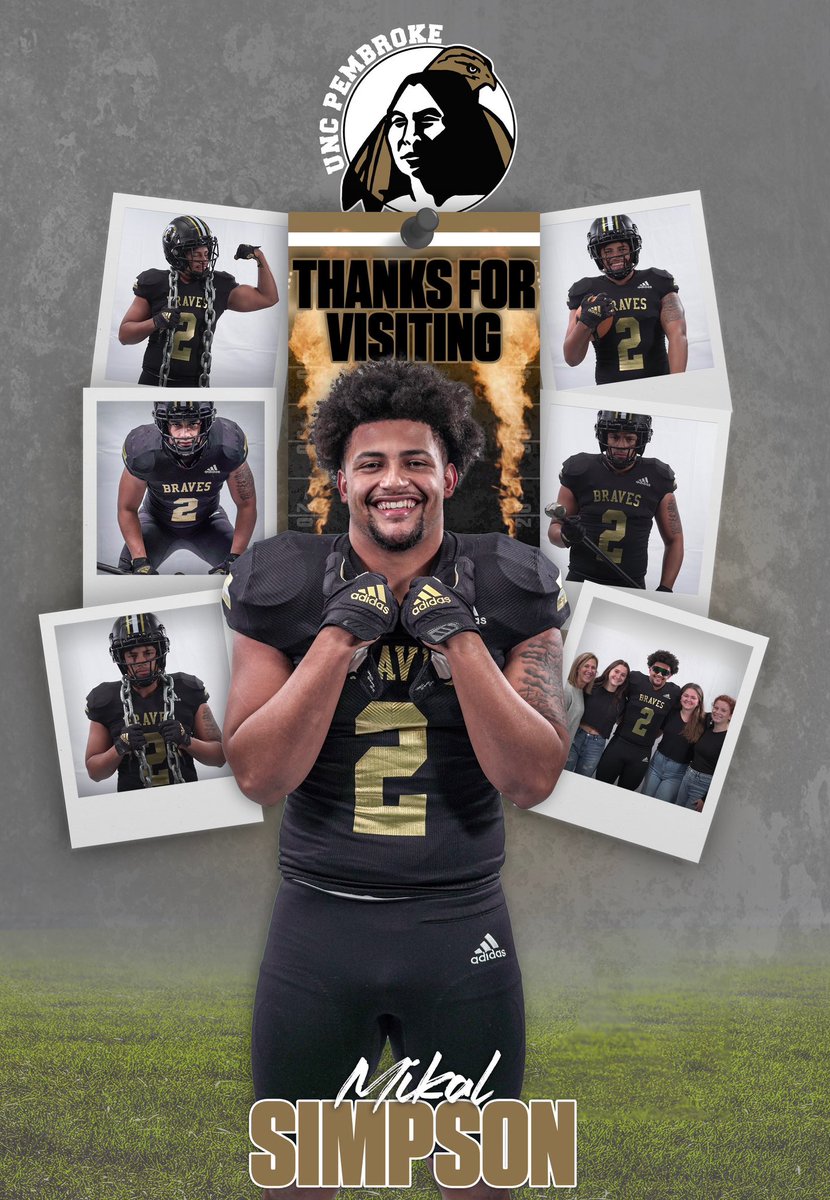 MikalSimpson2's tweet photo. Huge thanks to @CoachBFri29 and the entire UNCP staff for a awesome visit!
@Coach_Neely 
@Coach_JWheeler https://t.co/PXAB7QAwKO